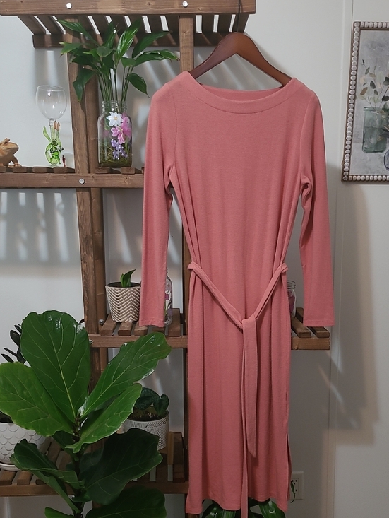 Dresses & Skirts - Terracotta//Mauve Knit Belted Dress